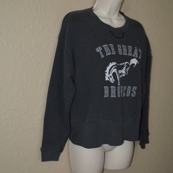 NWT $188 Sz 1 S The Great. Washed Black The League Bucking Bronco  Sweatshirt - Picture 3 of 6